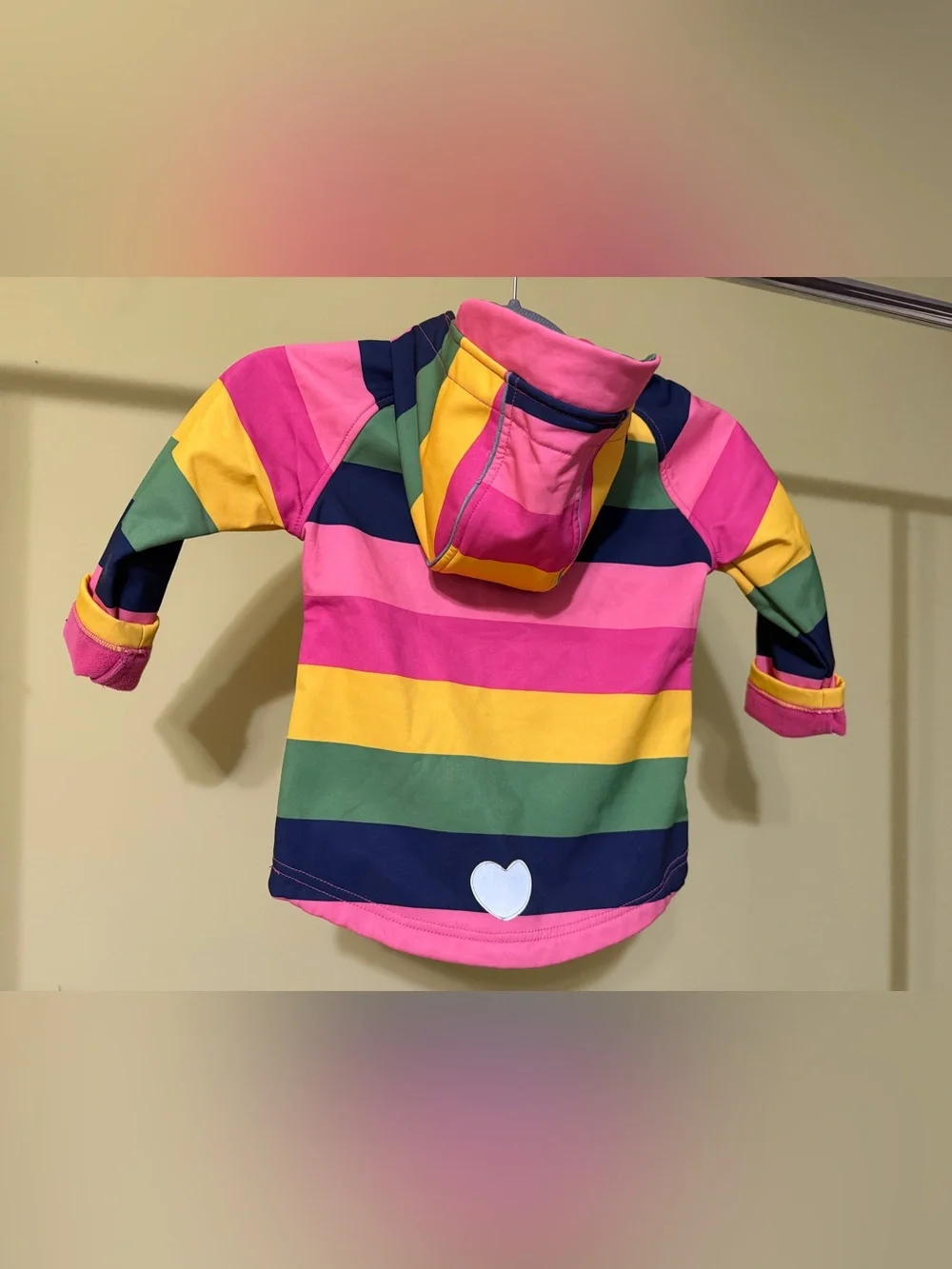 Girls' Striped Hooded Raincoat - Pink Multi
